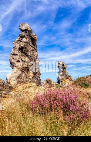 Teufelsmauer stieg bei Thale Bodetal Harz Stockfoto