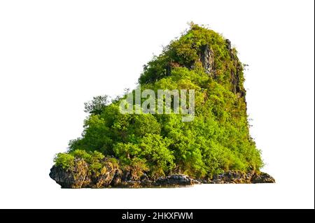 Die Insel in der Mitte des grünen Meer weißen Hintergrund vom Hintergrund getrennt isolieren Stockfoto