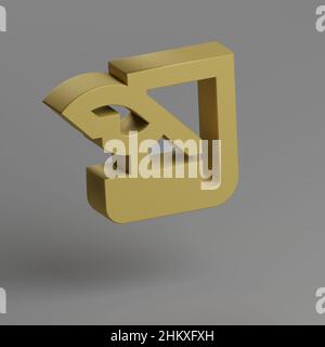 Symbol für die Verlaufsfeder. Gelbe Symbole für soziale Netzwerke auf grauem Hintergrund. 3D Rendering-Illustration. Hintergrundmuster für Design. Stockfoto