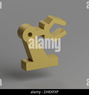Symbol für Präzisionsfertigung. Gelbe Symbole für soziale Netzwerke auf grauem Hintergrund. 3D Rendering-Illustration. Hintergrundmuster für Design. Stockfoto