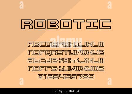 Abstrakte minimalistische Schriften des modernen Alphabets. Typografie Technologie elektronische digitale Musik Zukunft kreative Schriftart. vektor illustraion Stock Vektor