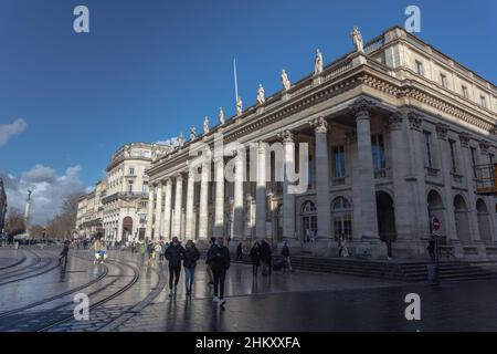 Das Grand Theatre de Bordeaux ist ein Opernhaus in Bordeaux, Frankreich. Stockfoto