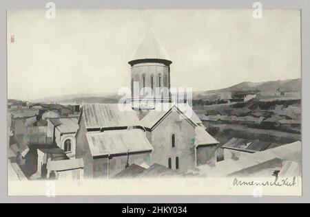 Kunst inspiriert von der Kirche von Zion, Tiflis. Eglise de Zion., an der Spitze ist der Titel in Russisch und Französisch. Hinter dem französischen Titel steht: (armenische Kirche). Oben links ist die Zahl 589 vertikal geschrieben., Tiflis, c. 1895 - c. 1915, Papier, Karton, Kollotyp, Höhe 88 mm, Klassische Werke, die von Artotop mit einem Hauch von Moderne modernisiert wurden. Formen, Farbe und Wert, auffällige visuelle Wirkung auf Kunst. Emotionen durch Freiheit von Kunstwerken auf zeitgemäße Weise. Eine zeitlose Botschaft, die eine wild kreative neue Richtung verfolgt. Künstler, die sich dem digitalen Medium zuwenden und die Artotop NFT erschaffen Stockfoto