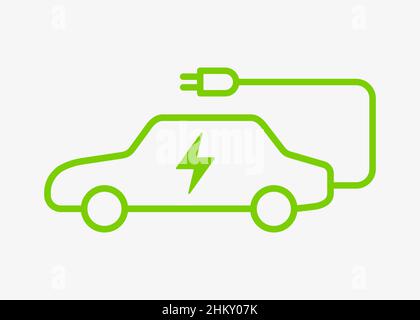 Elektrofahrzeug mit Symbol für das Ladekabel Stock Vektor