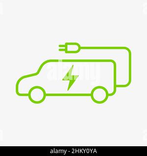Elektroauto mit Vektor-Symbol für Ladekabel Stock Vektor