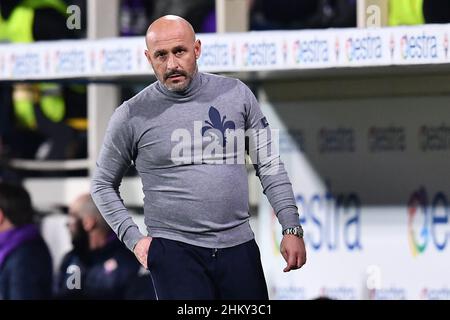 Florenz, Italien. 05th. Februar 2022. Vincenzo Italiano (Cheftrainer Fiorentina) während ACF Fiorentina gegen SS Lazio, italienische Fußballserie A Spiel in Florenz, Italien, Februar 05 2022 Quelle: Independent Photo Agency/Alamy Live News Stockfoto