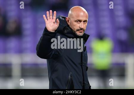 Florenz, Italien. 05th. Februar 2022. Vincenzo Italiano (Cheftrainer Fiorentina) während ACF Fiorentina gegen SS Lazio, italienische Fußballserie A Spiel in Florenz, Italien, Februar 05 2022 Quelle: Independent Photo Agency/Alamy Live News Stockfoto