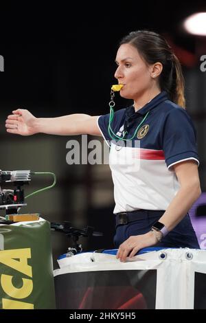 PalaBarton, Perugia, Italien, 05. Februar 2022, Verrascina antonella (1 Grad Arbitro) während des Sir Safety Conad Perugia gegen Consar Ravenna - Volleyball Ital Stockfoto