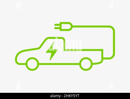 Elektroauto mit Vektor-Symbol für Ladekabel Stock Vektor