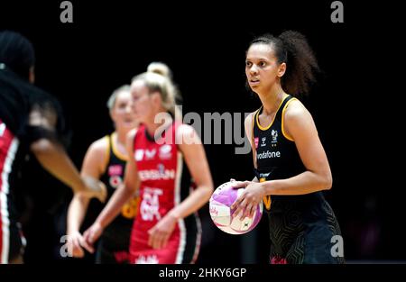 Wasps’ Lauren Nicholls beim Vitality Netball Superleague-Spiel in der Resorts World Arena, Solihull. Bilddatum: Samstag, 5. Februar 2022. Stockfoto