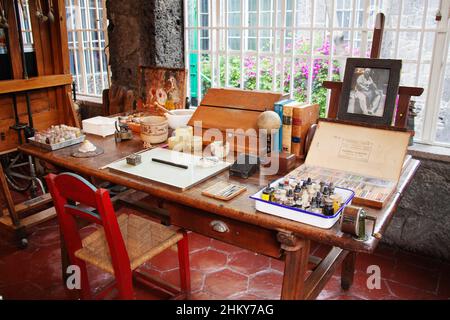 Studio, Frida Kahlo Museum, Coyoacan, Mexiko-Stadt. Nordamerika Stockfoto