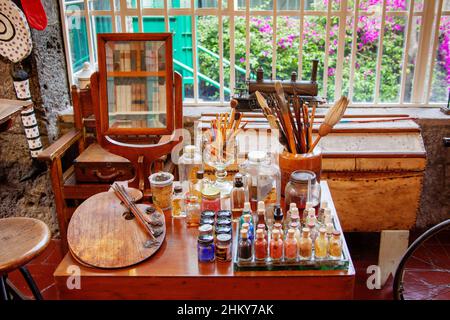 Studio, Frida Kahlo Museum, Coyoacan, Mexiko-Stadt. Nordamerika Stockfoto