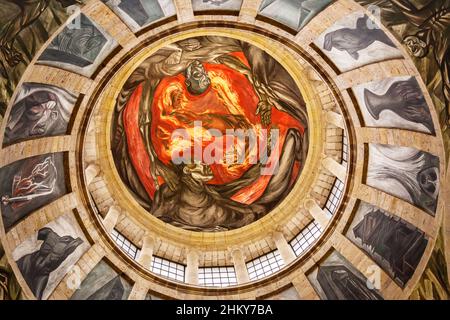 Fresken von Jose Clemente Orozco in Hospicio Cabañas o Instituto Cultural Cabañas, Guadalajara, Jalisco, Mexiko, Nordamerika Stockfoto