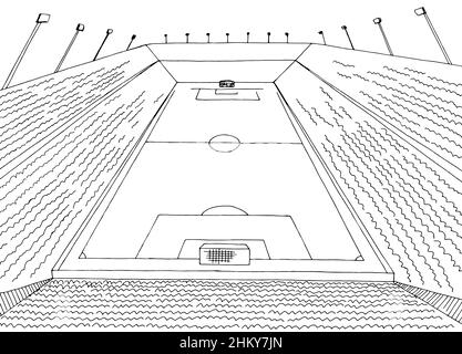 Fußballstadion Fußball Sport Grafik schwarz weiß Skizze Illustration Vektor Stock Vektor