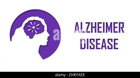 Menschen, die an Gehirnerkrankungen und Gedächtnisverlust leiden. Alzheimer-Patientenkonzept. Medizinische Hilfe. Ältere Menschen Silhouette in Papierschnitt-Stil. Vektor-Abb. Stock Vektor