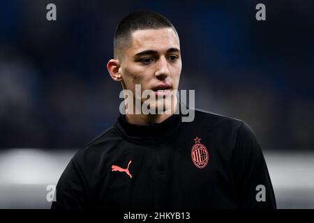 Mailand, Italien. 05. Februar 2022. Marko Lazetic sieht vor dem Fußballspiel zwischen dem FC Internazionale und dem AC Mailand in der Serie A nach. Kredit: Nicolò Campo/Alamy Live Nachrichten Stockfoto