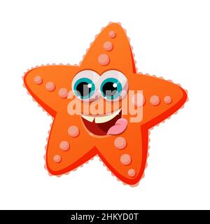 Cartoon lustige farbige Seesterne für Druck, Illustration, Spiel. Vektorgrafik. Stock Vektor