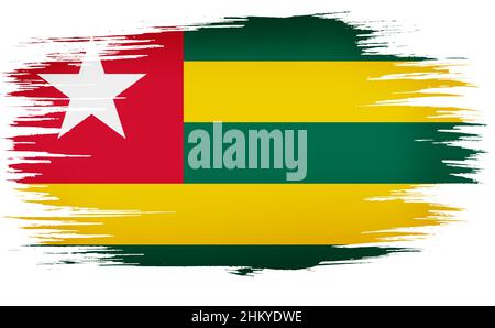 Bunte handgezeichnete Pinselstriche gemalt Nationalflagge von Togo. Vorlage für Banner, Karte, Werbung, TV-Werbung, Anzeigen, Webdesign und m Stockfoto