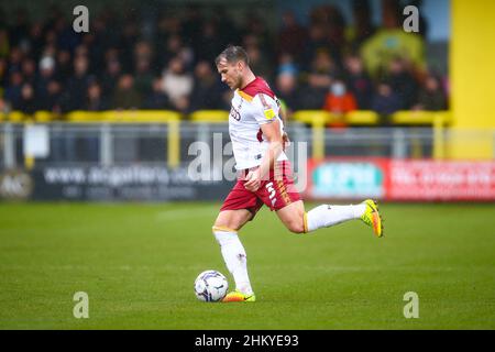 EnviroVent Stadium, Harrogate, England - 5th. Februar 2022 Liam Ridehalgh - während des Spiels Harrogate gegen Bradford City, EFL League 2, 2021/22, im EnviroVent Stadium, Harrogate, England - 5th. Februar 2022 Credit: Arthur Haigh/WhiteRoseFotos/Alamy Live News Stockfoto