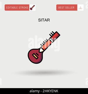 Einfaches Vektorsymbol für Sitar. Stock Vektor