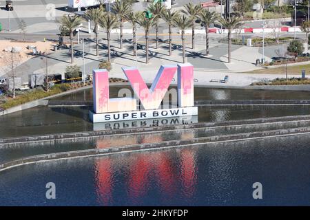 INGLEWOOD, CA - FEBRUAR 5: Luftaufnahme des SoFi-Stadions, Heimat der NFL LA Rams und Heimat des Super Bowl LVI am 5. Februar 2022. Kredit: mpi34/MediaPunch Stockfoto