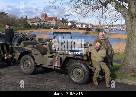 Maldon Essex, Großbritannien. 6th. Februar 2021. Mitglieder der Essex Military Vehicle Association veranstalten ihre jährliche Winterversammlung im Promenade Park in Maldon Essex. Die ausgestellten Ex-Militärfahrzeuge stammen aus militärischen Überschussauktionen, Schrottplätzen, Farmen und Scheunen und wurden von einer Gruppe von Enthusiasten, die die von Essex HMVA registrierte Wohltätigkeitsorganisation bilden, in ihren ursprünglichen Zustand zurückversetzt. Quelle: MARTIN DALTON/Alamy Live News Stockfoto