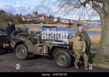 Maldon Essex, Großbritannien. 6th. Februar 2021. Mitglieder der Essex Military Vehicle Association veranstalten ihre jährliche Winterversammlung im Promenade Park in Maldon Essex. Die ausgestellten Ex-Militärfahrzeuge stammen aus militärischen Überschussauktionen, Schrottplätzen, Farmen und Scheunen und wurden von einer Gruppe von Enthusiasten, die die von Essex HMVA registrierte Wohltätigkeitsorganisation bilden, in ihren ursprünglichen Zustand zurückversetzt. Quelle: MARTIN DALTON/Alamy Live News Stockfoto