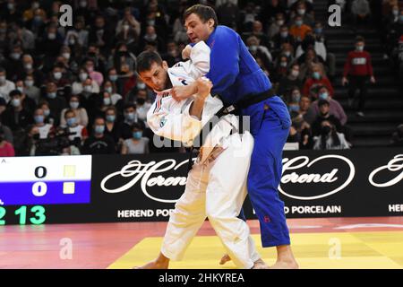 Alexandre Iddir (FRA) tritt am 6. Februar 2022 in der Accor Arena in Paris, Frankreich, auf der -100 kg schweren Männer-Rundfahrt des Paris Grand Slam 2022, IJF, an - Foto: Yoann Cambefort/DPPI/LiveMedia Stockfoto