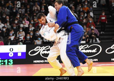 Alexandre Iddir (FRA) tritt am 6. Februar 2022 in der Accor Arena in Paris, Frankreich, auf der -100 kg schweren Männer-Rundfahrt des Paris Grand Slam 2022, IJF, an - Foto: Yoann Cambefort/DPPI/LiveMedia Stockfoto