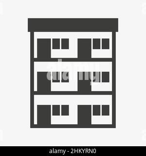 Vektor-Symbol für Apartmentgebäude auf weißem Hintergrund Stock Vektor