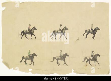 Kunst inspiriert von Mahomet, Rider on Horseback. Nach einer Bewegungsstudie von Eadweard Muybridge., Zeichner: Willem Constantijn Staring, Eadweard Muybridge, c. 1890, Papier, Tusche, Zeichnung, Höhe 140 mm × Breite 208 mm, Klassische Werke von Artotop mit einem Schuss Moderne modernisiert. Formen, Farbe und Wert, auffällige visuelle Wirkung auf Kunst. Emotionen durch Freiheit von Kunstwerken auf zeitgemäße Weise. Eine zeitlose Botschaft, die eine wild kreative neue Richtung verfolgt. Künstler, die sich dem digitalen Medium zuwenden und die Artotop NFT erschaffen Stockfoto