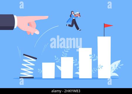 Business Mentor hilft, die Karriere mit Sprungbrett Vektor Illustration zu verbessern. Stock Vektor