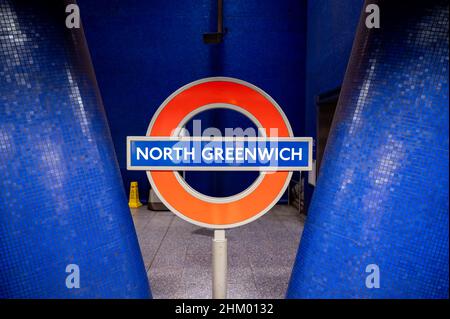 U-Bahn-Station North Greenwich, Greenwich Peninsula, London Docklands, London Stockfoto