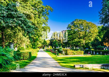 München, Deutschland - Blick auf den Friedhof von Ostfriedhof Stockfoto
