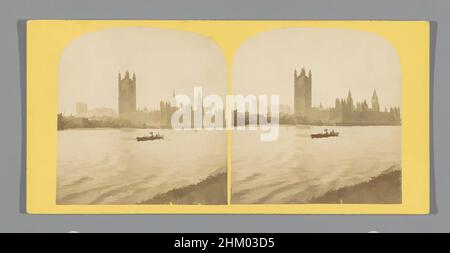 Kunst inspiriert von Blick auf den Palast von Westminster über die Themse, die Houses of Parliament von Lambeth No.2, sofortige Ansichten von London, London, c.. 1850 - c. 1880, Karton, Albumendruck, Höhe 85 mm × Breite 170 mm, Classic Works modernisiert von Artotop mit einem Schuss Moderne. Formen, Farbe und Wert, auffällige visuelle Wirkung auf Kunst. Emotionen durch Freiheit von Kunstwerken auf zeitgemäße Weise. Eine zeitlose Botschaft, die eine wild kreative neue Richtung verfolgt. Künstler, die sich dem digitalen Medium zuwenden und die Artotop NFT erschaffen Stockfoto