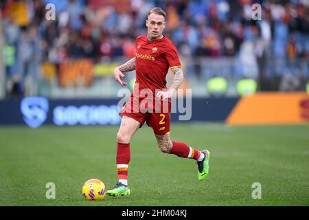 Rom, Italien. 05th. Februar 2022. Rick Karsdorp von AS Roma während des Serie-A-Spiels zwischen Roma und Genua im Stadio Olimpico, Rom, Italien am 5. Februar 2022. Kredit: Giuseppe Maffia/Alamy Live Nachrichten Stockfoto