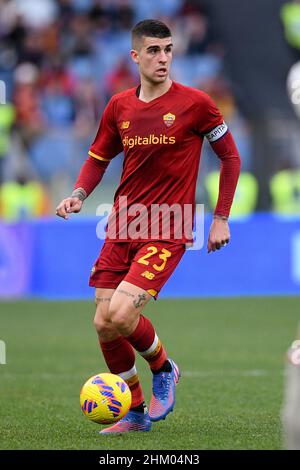 Rom, Italien. 05th. Februar 2022. Gianluca Mancini von AS Roma während des Serie-A-Spiels zwischen Roma und Genua im Stadio Olimpico, Rom, Italien am 5. Februar 2022. Kredit: Giuseppe Maffia/Alamy Live Nachrichten Stockfoto