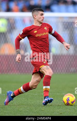 Rom, Italien. 05th. Februar 2022. Gianluca Mancini von AS Roma während des Serie-A-Spiels zwischen Roma und Genua im Stadio Olimpico, Rom, Italien am 5. Februar 2022. Kredit: Giuseppe Maffia/Alamy Live Nachrichten Stockfoto