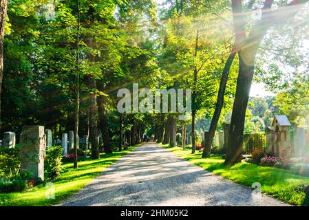 München, Deutschland - Blick auf den Friedhof von Ostfriedhof Stockfoto