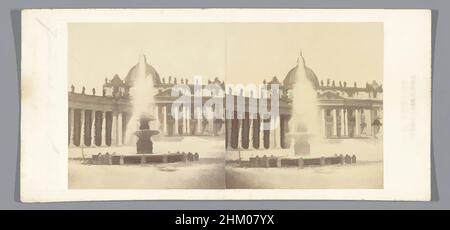 Kunst inspiriert von Blick auf den Petersplatz in der Vatikanstadt mit einem Brunnen, Fontana di S. Pietro, Lorenzo Suscipi, Vaticaanstad, c. 1850 - c. 1880, fotografischer Träger, Karton, Albumendruck, Höhe 85 mm × Breite 183 mm, Classic Works modernisiert von Artotop mit einem Schuss Moderne. Formen, Farbe und Wert, auffällige visuelle Wirkung auf Kunst. Emotionen durch Freiheit von Kunstwerken auf zeitgemäße Weise. Eine zeitlose Botschaft, die eine wild kreative neue Richtung verfolgt. Künstler, die sich dem digitalen Medium zuwenden und die Artotop NFT erschaffen Stockfoto