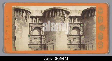 Kunst inspiriert von Blick auf den Arco trionfale del Castel Nuovo in Neapel, Porta di Alfonso d'Aragone Napoli, Giorgio Sommer, Neapel, c.. 1860 - c. 1880, fotografischer Träger, Karton, Albumendruck, Höhe 87 mm × Breite 177 mm, Classic Works modernisiert von Artotop mit einem Schuss Moderne. Formen, Farbe und Wert, auffällige visuelle Wirkung auf Kunst. Emotionen durch Freiheit von Kunstwerken auf zeitgemäße Weise. Eine zeitlose Botschaft, die eine wild kreative neue Richtung verfolgt. Künstler, die sich dem digitalen Medium zuwenden und die Artotop NFT erschaffen Stockfoto