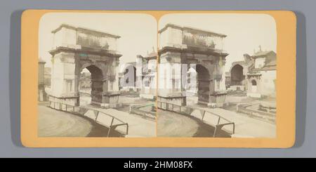 Kunst inspiriert von Blick auf den Titusbogen, Triumphbogen von Titus a Rome, Jean Andrieu, Rom, 1862 - 1876, Karton, Papier, Albumendruck, Höhe 88 mm × Breite 176 mm, Classic Works modernisiert von Artotop mit einem Schuss Moderne. Formen, Farbe und Wert, auffällige visuelle Wirkung auf Kunst. Emotionen durch Freiheit von Kunstwerken auf zeitgemäße Weise. Eine zeitlose Botschaft, die eine wild kreative neue Richtung verfolgt. Künstler, die sich dem digitalen Medium zuwenden und die Artotop NFT erschaffen Stockfoto