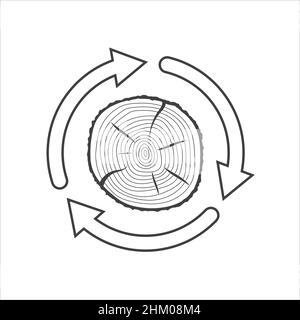 Symbol für Holzstruktur. Symbol für Baumringe auf weißem Hintergrund Stock Vektor