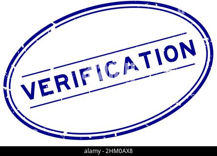 Grunge blau Verifikation Wort oval Gummi Siegel Stempel auf weißem Hintergrund Stock Vektor