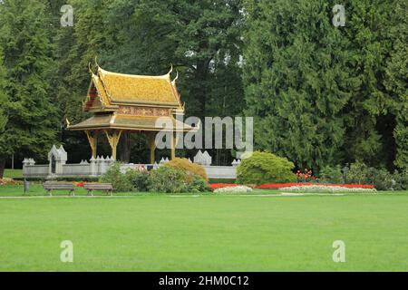 Thai Temple Sala Thai I im Kurpark Bad Homburg, Hessen, Deutschland Stockfoto