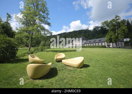 Kurpark mit Moorbadehaus in Bad Schwalbach, Hessen, Deutschland Stockfoto