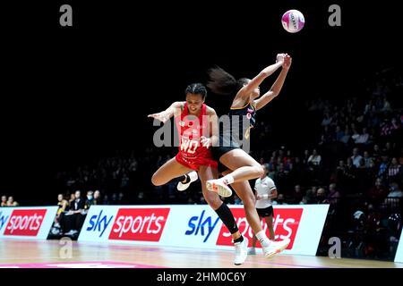 Wasps' Lauren Nicholls beim Vitality Netball Superleague-Spiel in der Resorts World Arena, Solihull. Bilddatum: Sonntag, 6. Februar 2022. Stockfoto