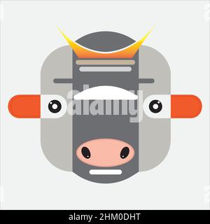 Cow Head Logo Design, Cow Face Vektor, Tiere auf dem Bauernhof Gesicht Illustration Stock Vektor