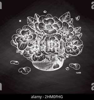 Blumen in einer Vase. Bouquet isoliert auf weißem Hintergrund. Vektorgrafik im Skizzenstil. Stock Vektor