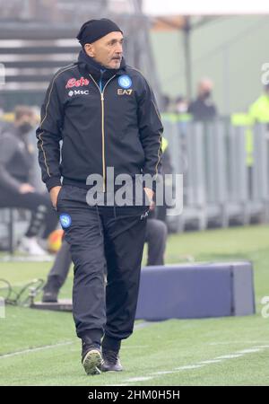 Neapel, Friaul Julisch Venetien, Italien. 6th. Februar 2022. Während des italienischen Serie A Fußballmatches FC Venezia gegen SSC Napoli am 06. Februar 2022 im Pier Luigi Penzo Stadion in Venedig.in Bild: Trainer Luciano Spalletti (Bildnachweis: © Fabio Sasso/ZUMA Press Wire) Stockfoto